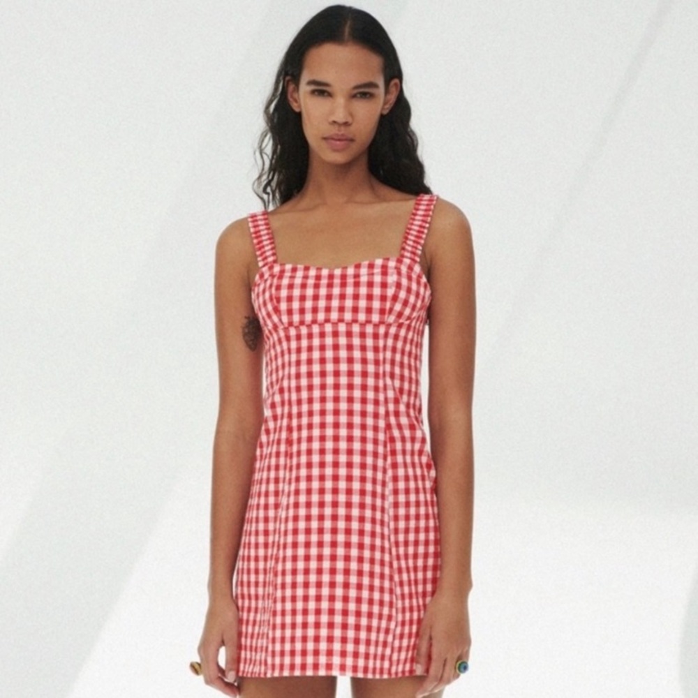 NWT Zara dress red and white gingham print